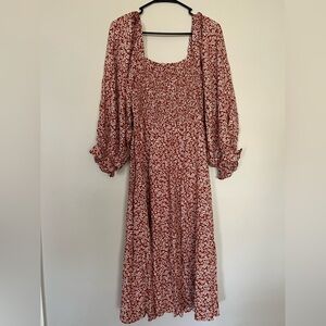 Chic Long Sleeve Floral Dress in Red
